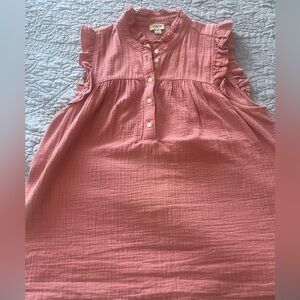 J Crew Pink Ruffled Sleeveless Top